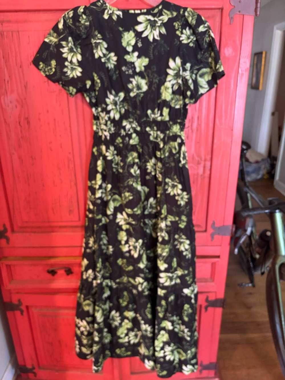 Anthropologie Somerset Maxi Dress XS Green Black Floral - Picture 8 of 8